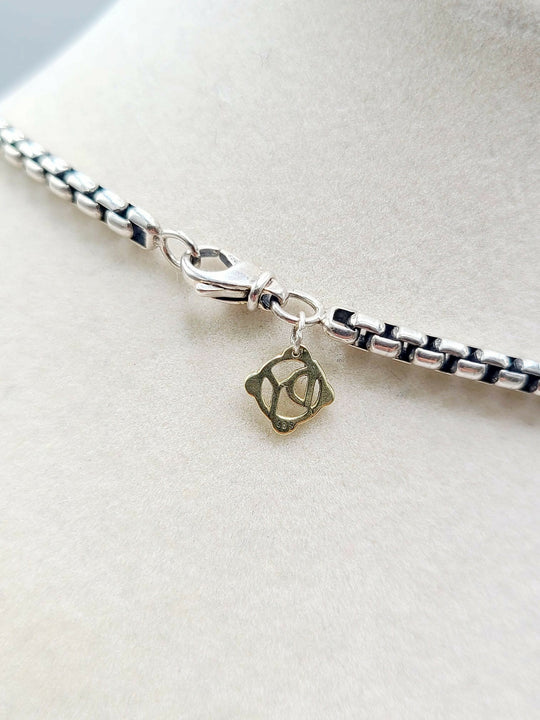 dy tag David Yurman Naturals Rhino Tag Pendant Necklace Sterling Silver 18K Gold 24"