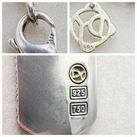 hallmark of David Yurman Naturals Rhino Tag Pendant Necklace Sterling Silver 18K Gold 24"