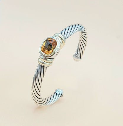 David Yurman Noblesse 7mm Citrine Gold Station Bracelet | Certified  AYW Luxury #
