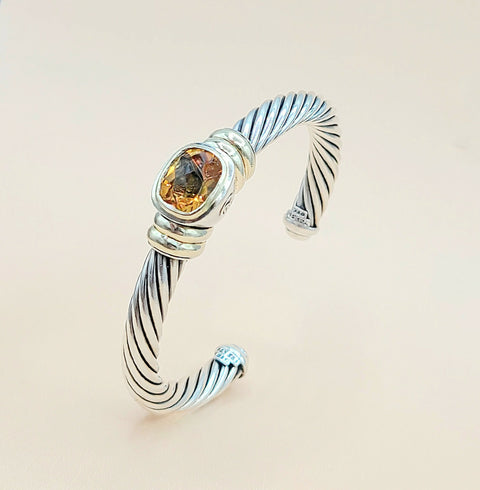  David Yurman Noblesse Citrine Gold Station Bracelet, 7mm