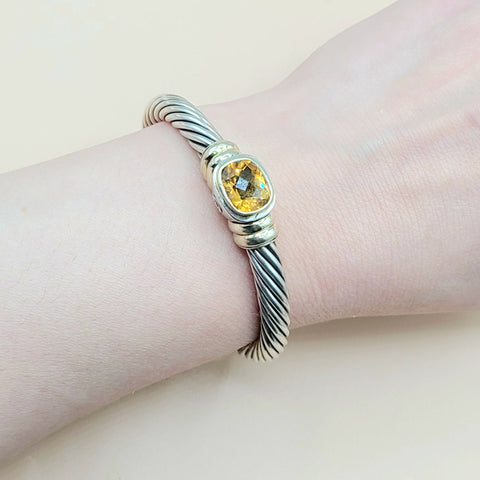 David Yurman Noblesse Citrine Gold Station Bracelet, 7mm