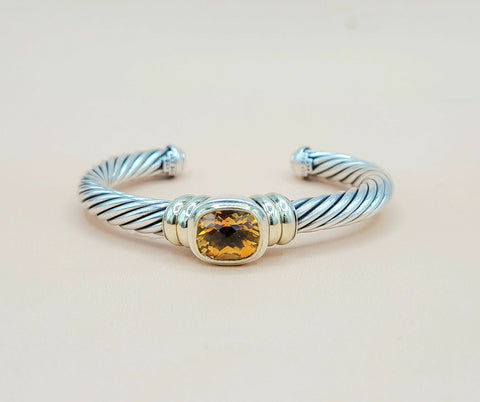  David Yurman Noblesse Citrine Gold Station Bracelet, 7mm