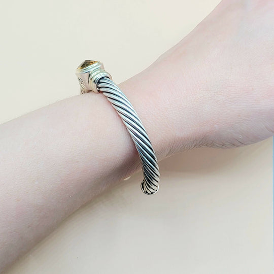  David Yurman Noblesse Citrine Gold Station Bracelet, 7mm