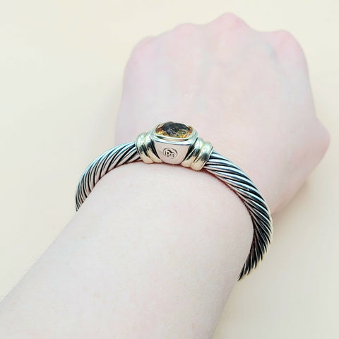  David Yurman Noblesse Citrine Gold Station Bracelet, 7mm
