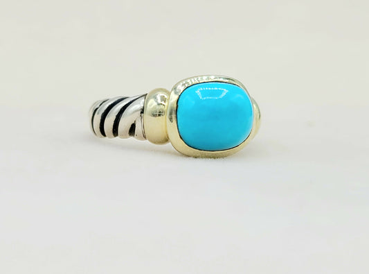 David Yurman Noblesse Ring With Turquoise and Gold