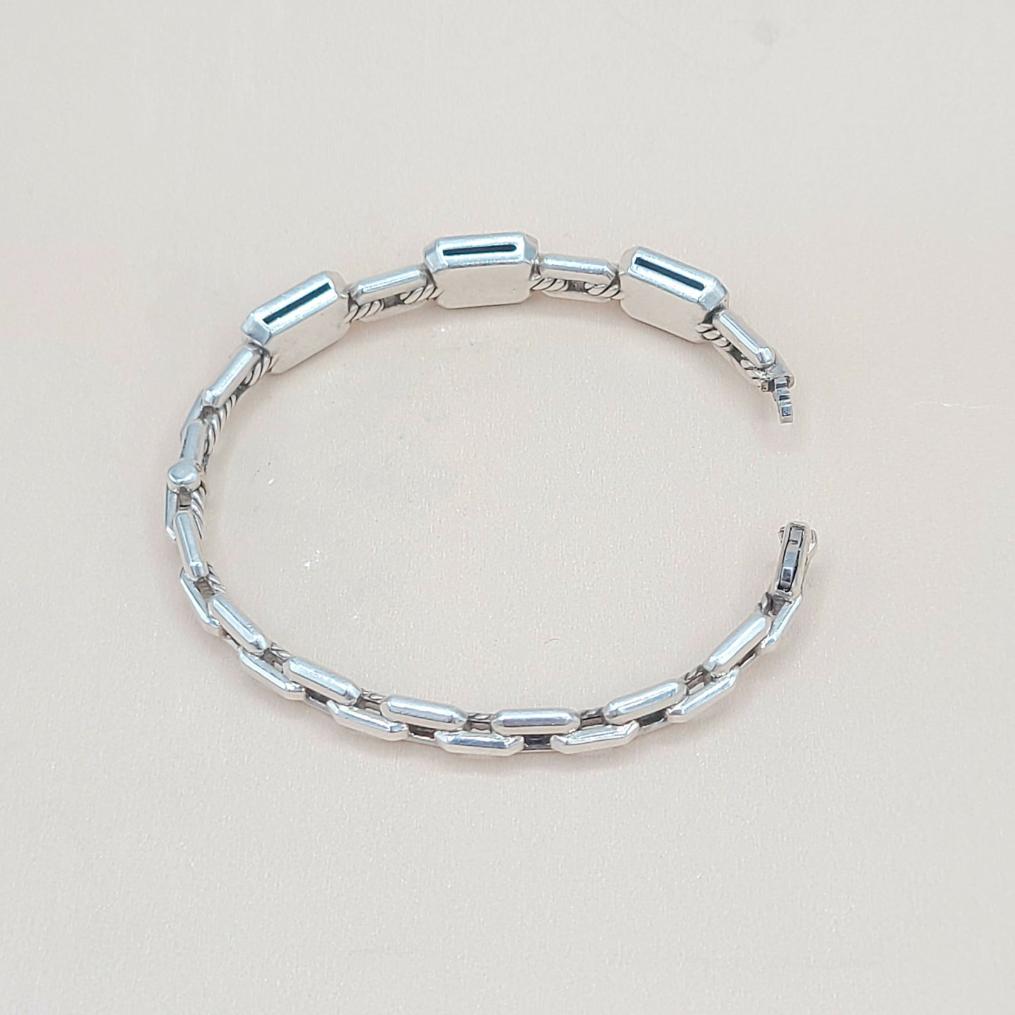    David Yurman Novella Morganite Diamond Rose Gold Silver Bracelet