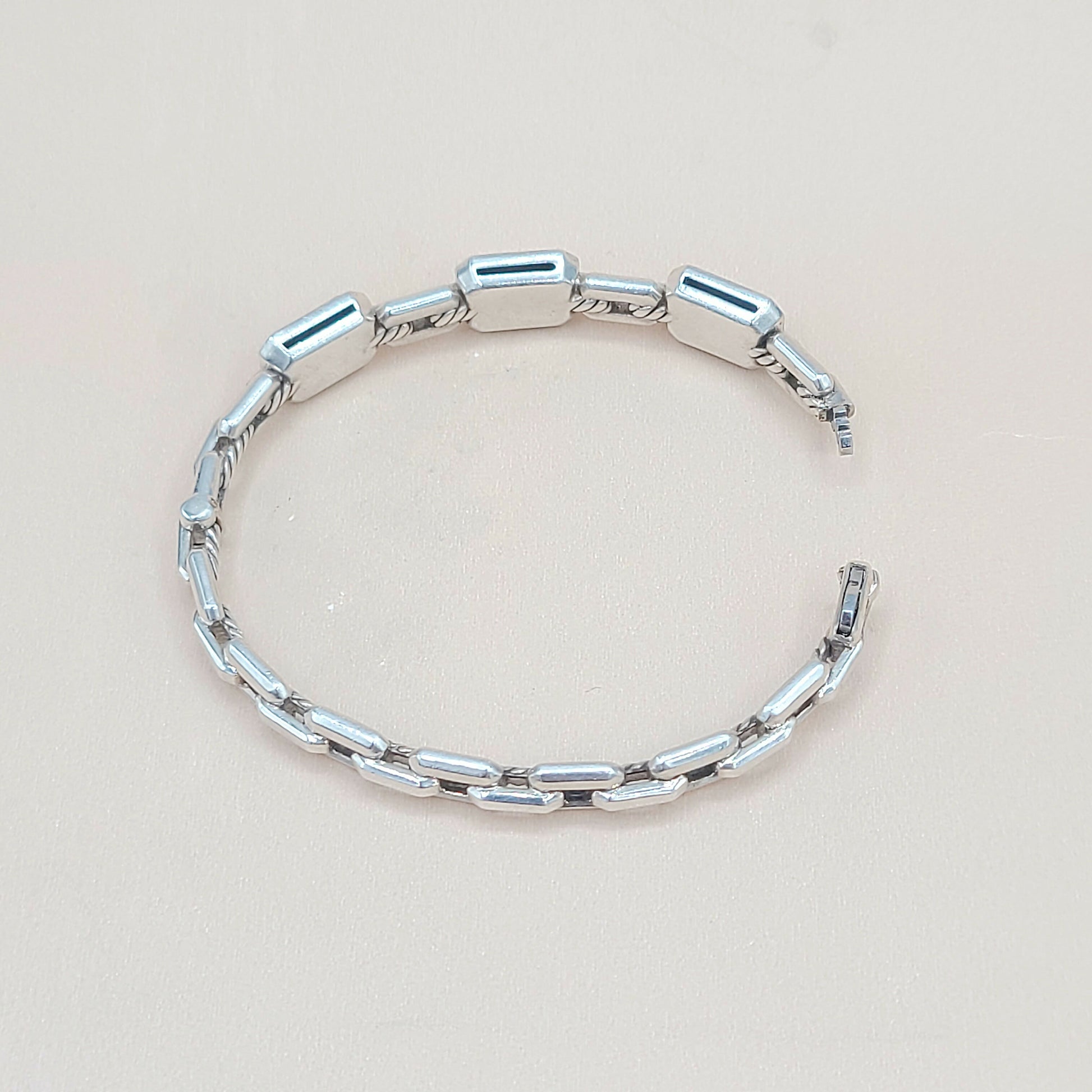    David Yurman Novella Morganite Diamond Rose Gold Silver Bracelet