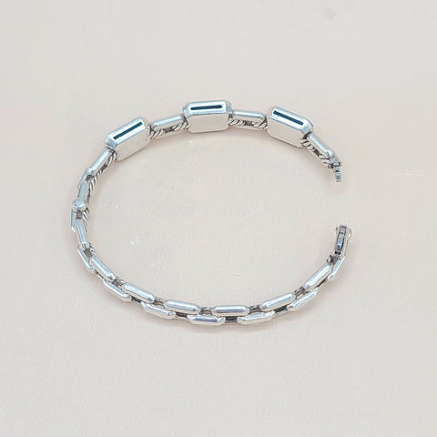  David Yurman Novella Morganite Diamond Rose Gold Silver Bracelet