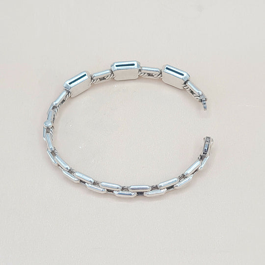  David Yurman Novella Morganite Diamond Rose Gold Silver Bracelet
