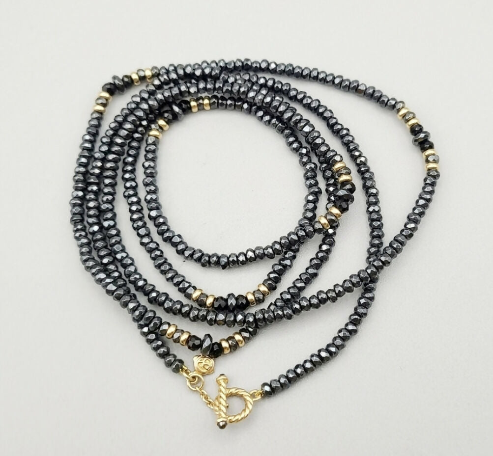 David Yurman Osetra Tweejoux Necklace with Hematine, Black Onyx and 18K Gold
