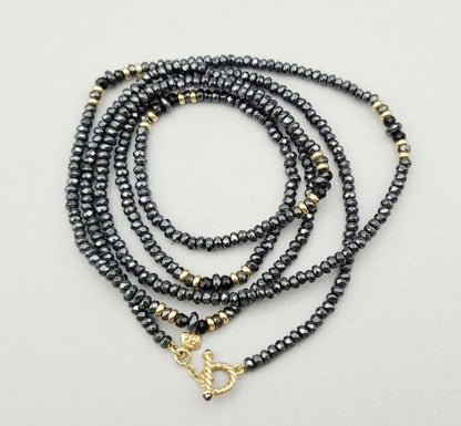 David Yurman Osetra Tweejoux Necklace with Hematine, Black Onyx and 18K Gold