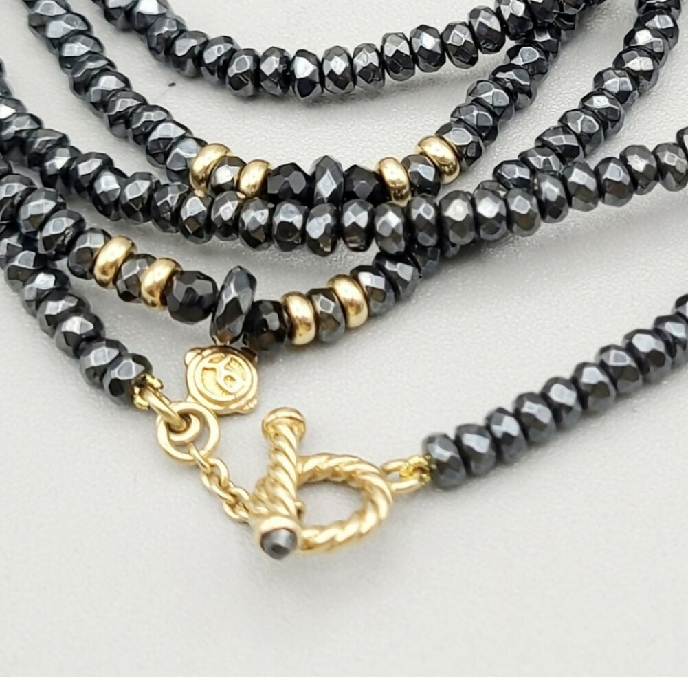 David Yurman Osetra Tweejoux Necklace with Hematine, Black Onyx and 18K Gold