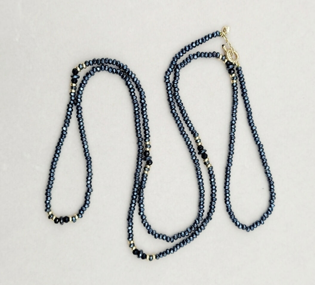 David Yurman Osetra Tweejoux Necklace with Hematine, Black Onyx and 18K Gold