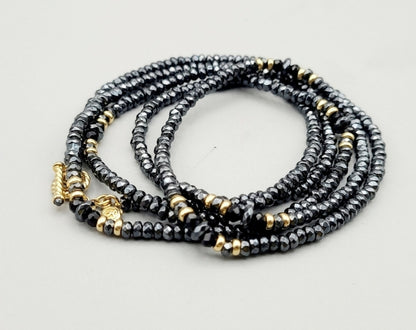 David Yurman Osetra Tweejoux Necklace with Hematine, Black Onyx and 18K Gold