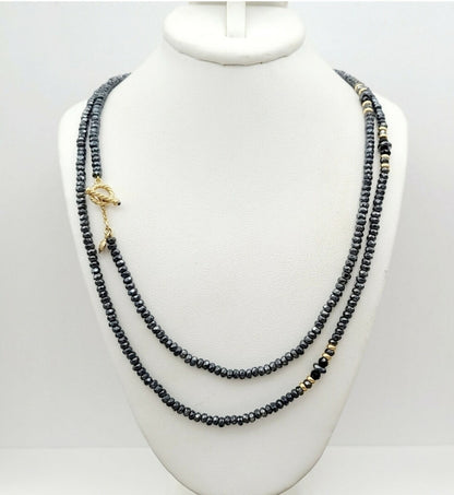 David Yurman Osetra Tweejoux Necklace with Hematine, Black Onyx and 18K Gold