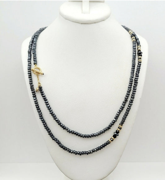 David Yurman Osetra Tweejoux Necklace with Hematine, Black Onyx and 18K Gold