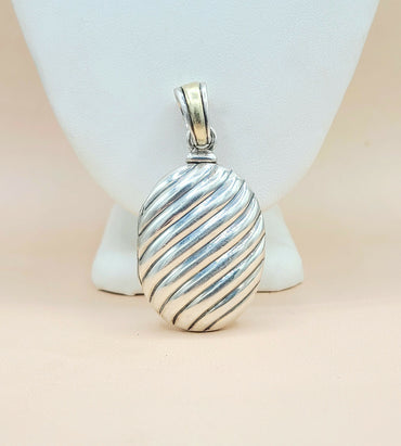 David Yurman Oversized Sculpted Locket Silver & 18k
