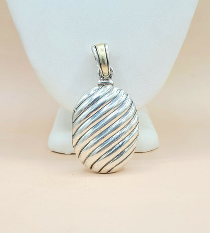  David Yurman-Oversized Sculpted Locket-Silver & 18k