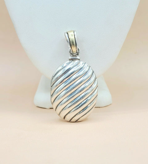  David Yurman-Oversized Sculpted Locket-Silver & 18k