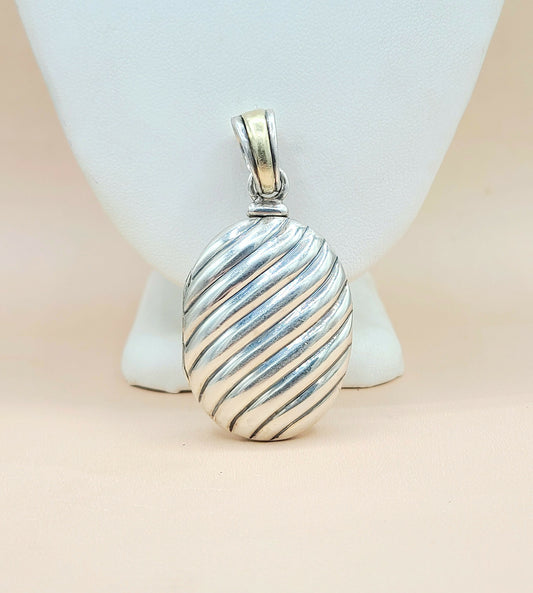  David Yurman-Oversized Sculpted Locket-Silver & 18k