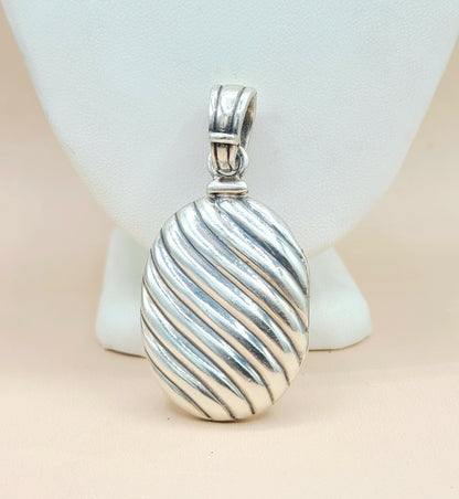  David Yurman-Oversized Sculpted Locket-Silver & 18k