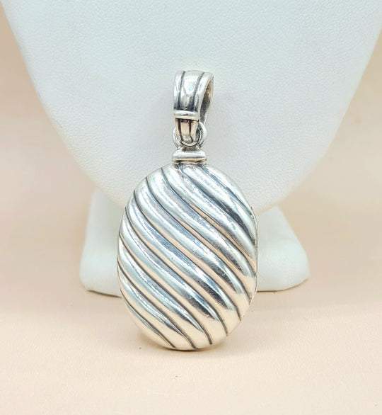 David Yurman-Oversized Sculpted Locket-Silver & 18k