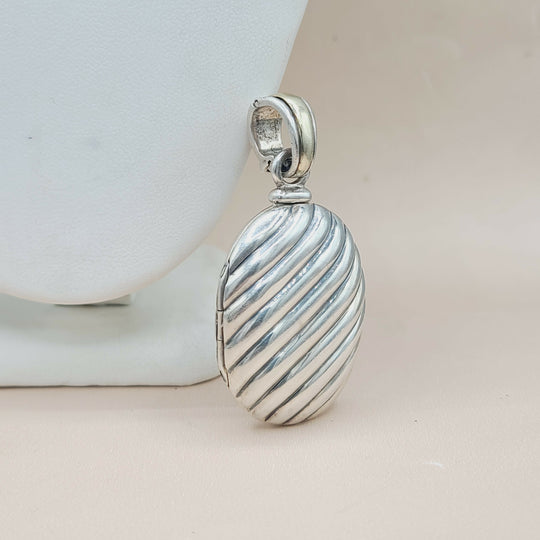  David Yurman-Oversized Sculpted Locket-Silver & 18k