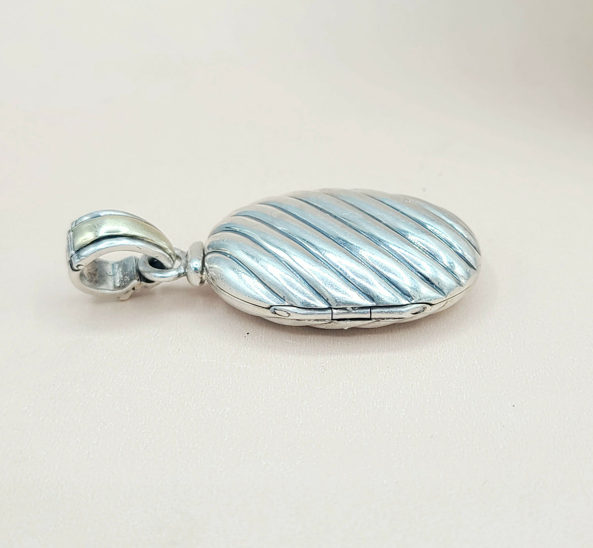  David Yurman-Oversized Sculpted Locket-Silver & 18k