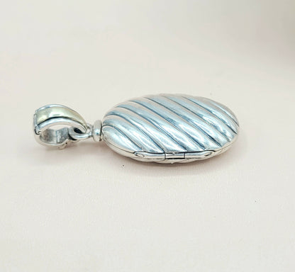  David Yurman-Oversized Sculpted Locket-Silver & 18k