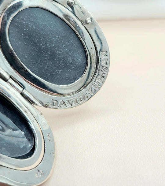  David Yurman-Oversized Sculpted Locket-Silver & 18k