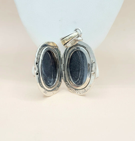  David Yurman-Oversized Sculpted Locket-Silver & 18k
