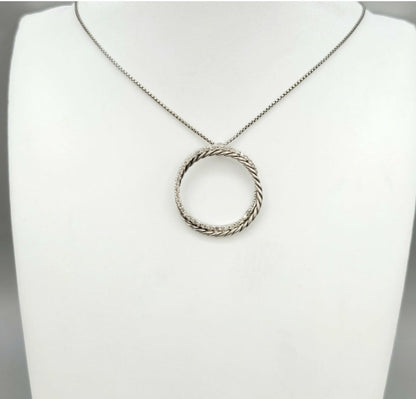  David Yurman Pave Diamond Crossover Circle Necklace