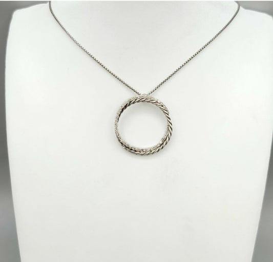 David Yurman Pave Diamond Crossover Circle Necklace