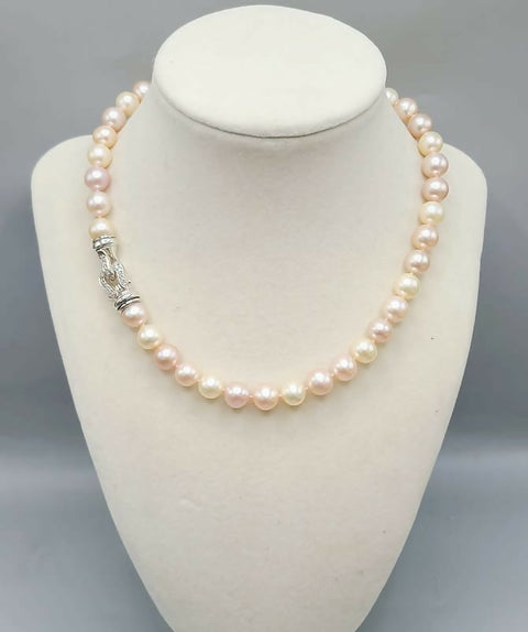 David Yurman Pearl Strand Buckle Necklace With Diamonds