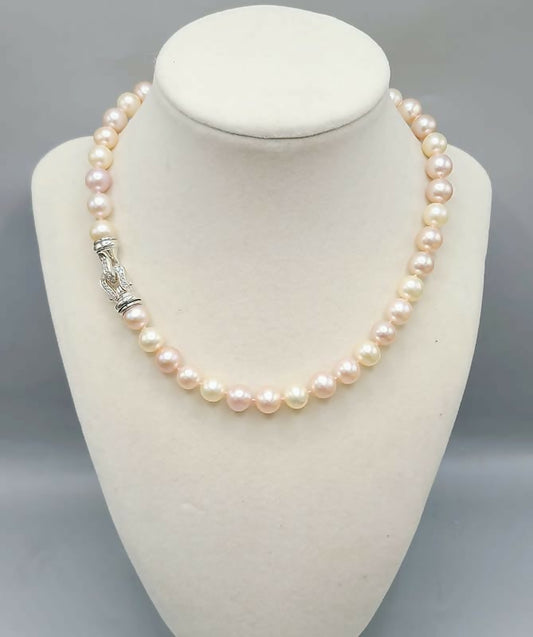 David Yurman Pearl Strand Buckle Necklace With Diamonds