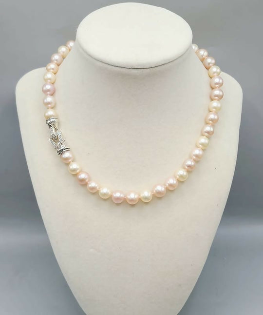 David Yurman Pearl Strand Buckle Necklace With Diamonds