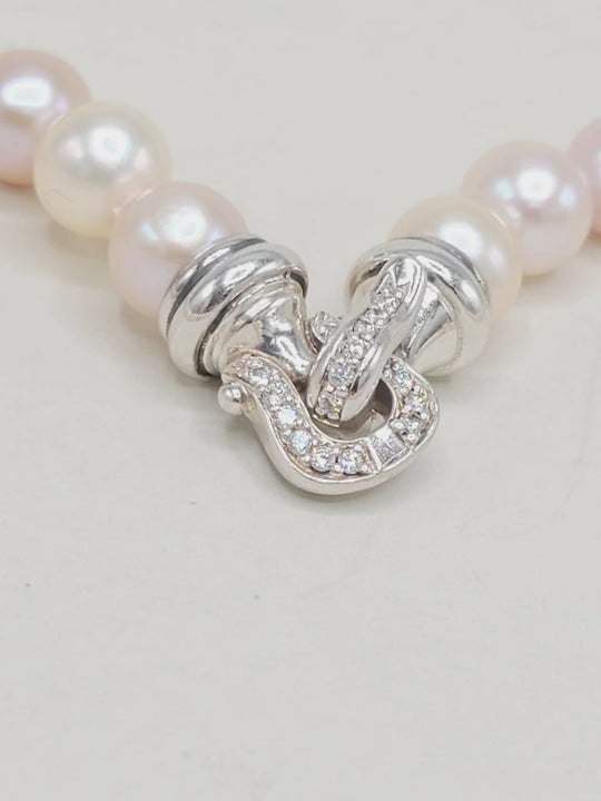 clasp of David Yurman Pearl Strand Buckle Necklace With Diamonds