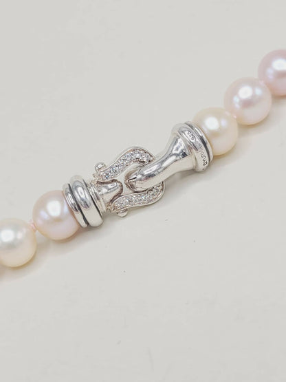 slasp of David Yurman Pearl Strand Buckle Necklace With Diamonds