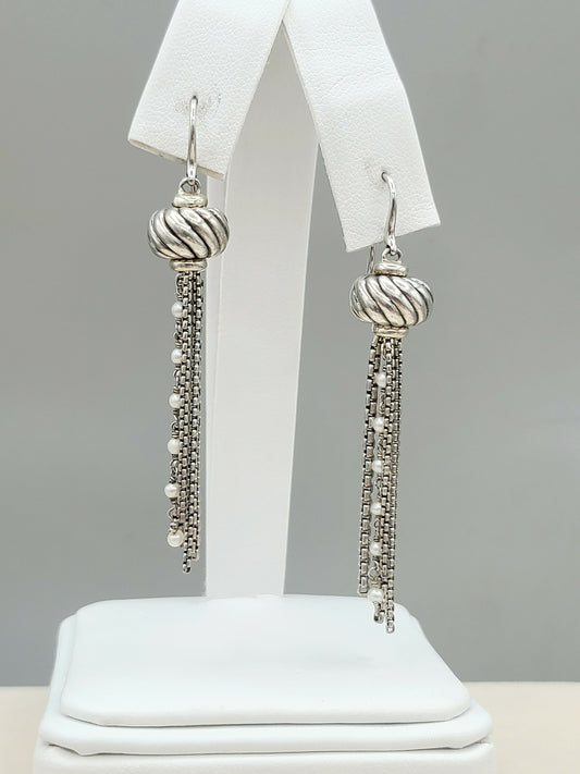 David Yurman Pearl Tassel Drop Earrings