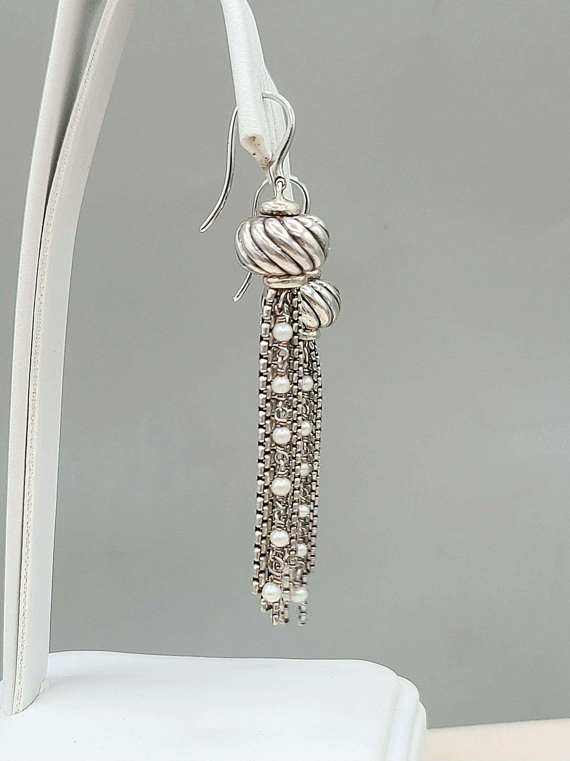 David Yurman Pearl Tassel Drop Earrings