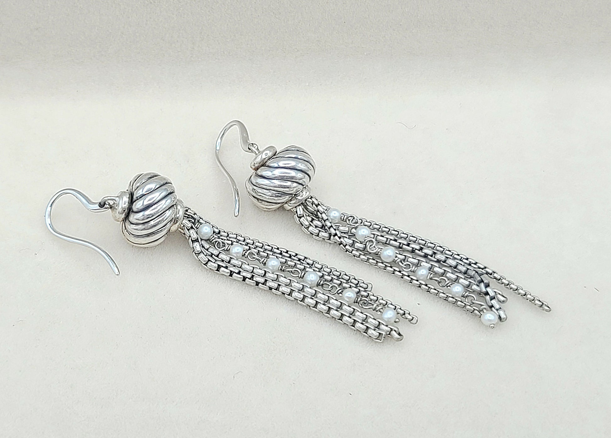 David Yurman Pearl Tassel Drop Earrings