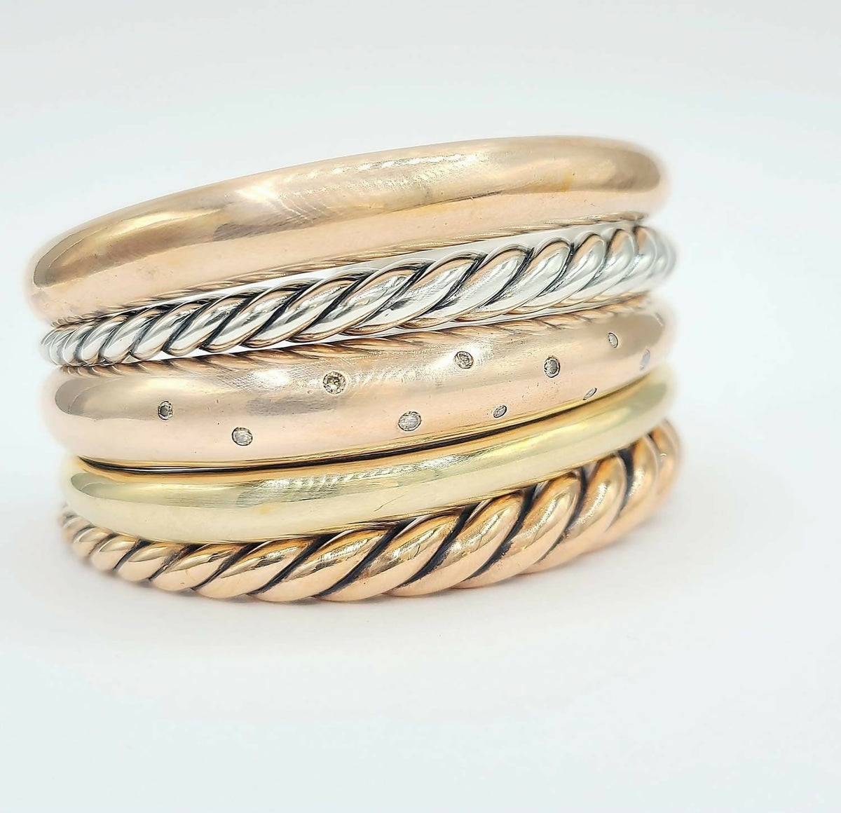 David Yurman Pure Form Five-Row Bracelet with Cognac Diamonds