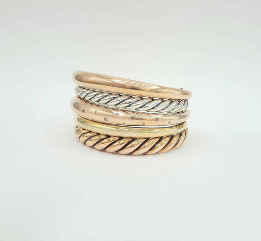 David Yurman Pure Form Five-Row Bracelet with Cognac Diamonds