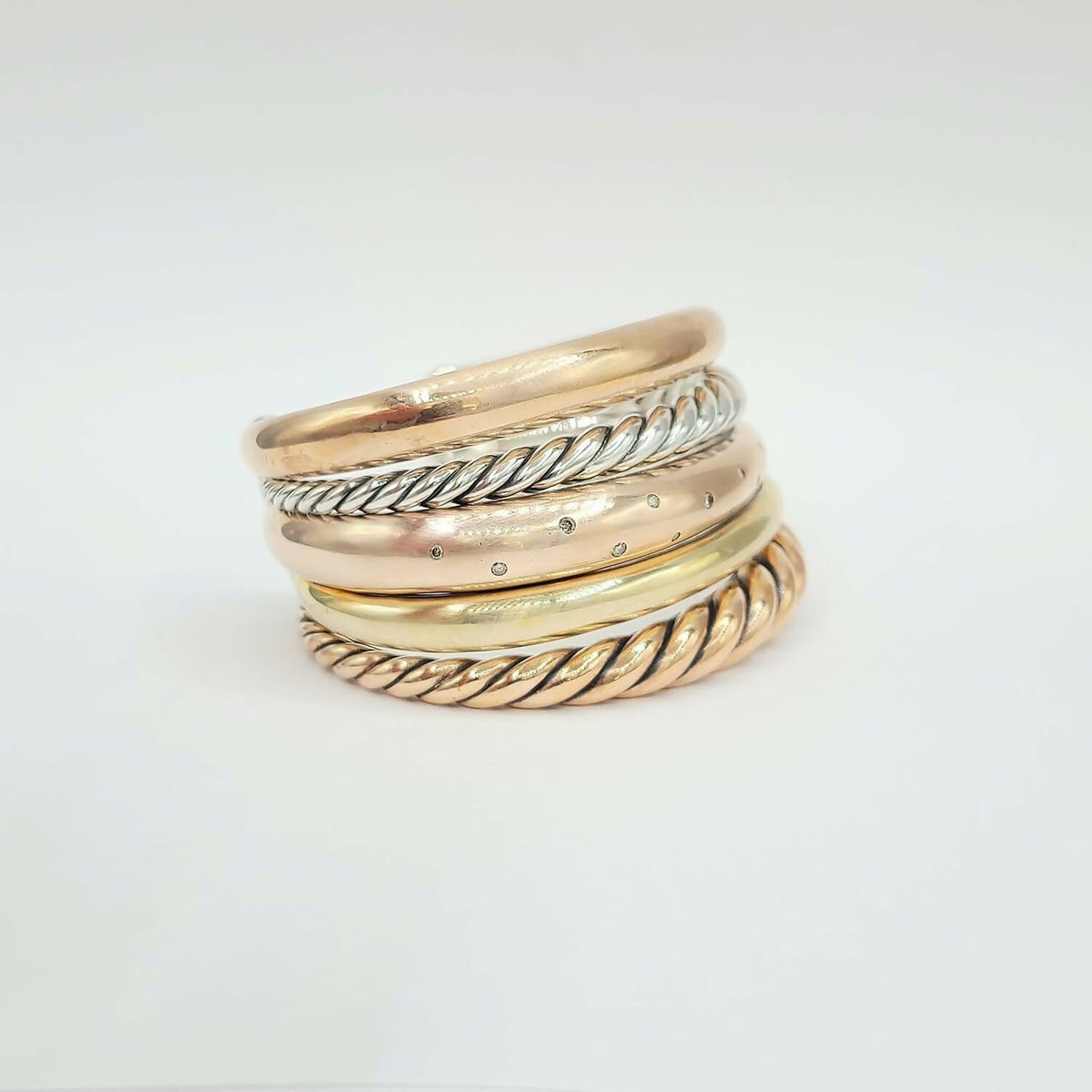 David Yurman Pure Form Five-Row Bracelet with Cognac Diamonds