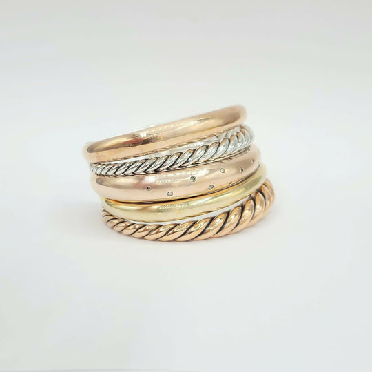 David Yurman Pure Form Five-Row Bracelet with Cognac Diamonds