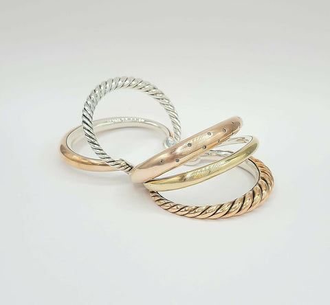 David Yurman Pure Form Five-Row Bracelet with Cognac Diamonds