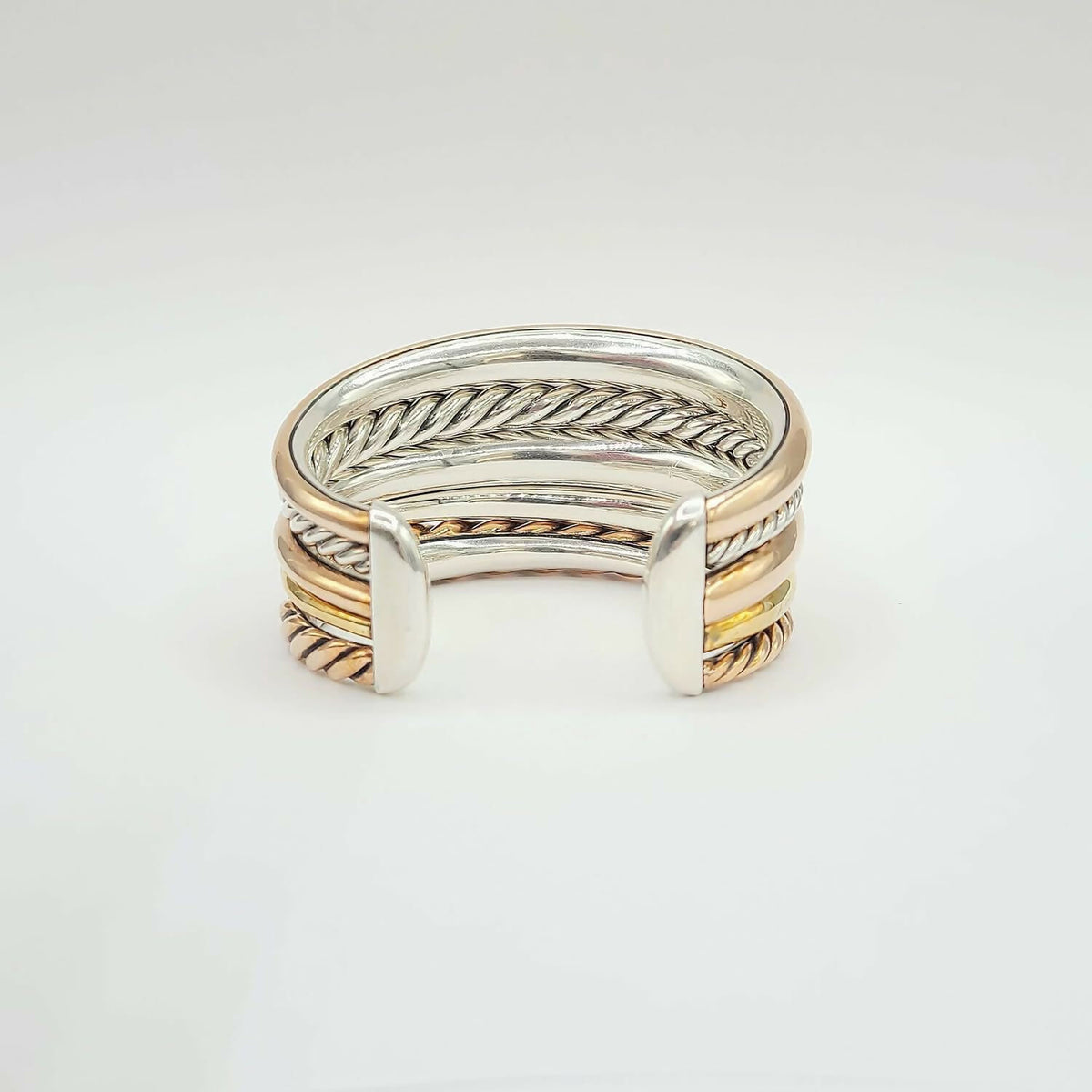 back view of David Yurman Pure Form Five-Row Bracelet with Cognac Diamonds