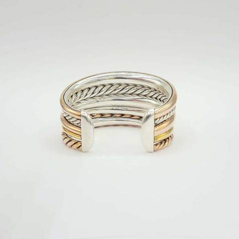 back view of David Yurman Pure Form Five-Row Bracelet with Cognac Diamonds