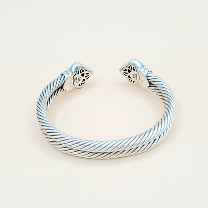 David Yurman Quatrefoil Black Onyx Double Cable Bracelet | Certified  AYW Luxury #