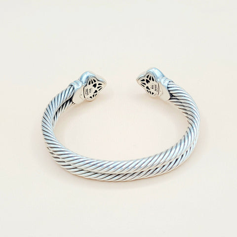  David Yurman Quatrefoil Double Cable Black Onyx Gold Bracelet
